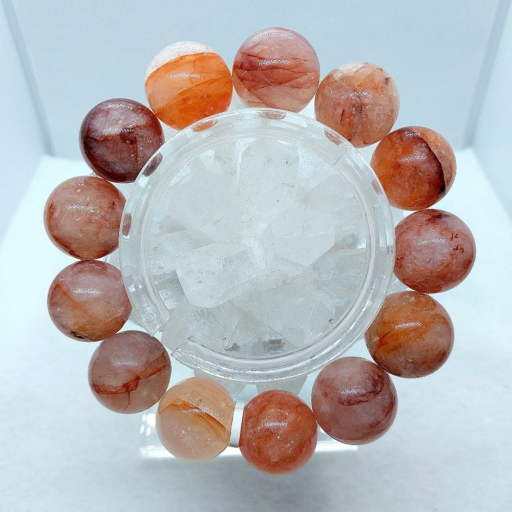 🔥 18mm Pink Fire "Rose" Hematoid Quartz Bracelet